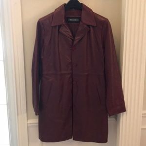 Whet Blue Genuine Leather Trench Coat